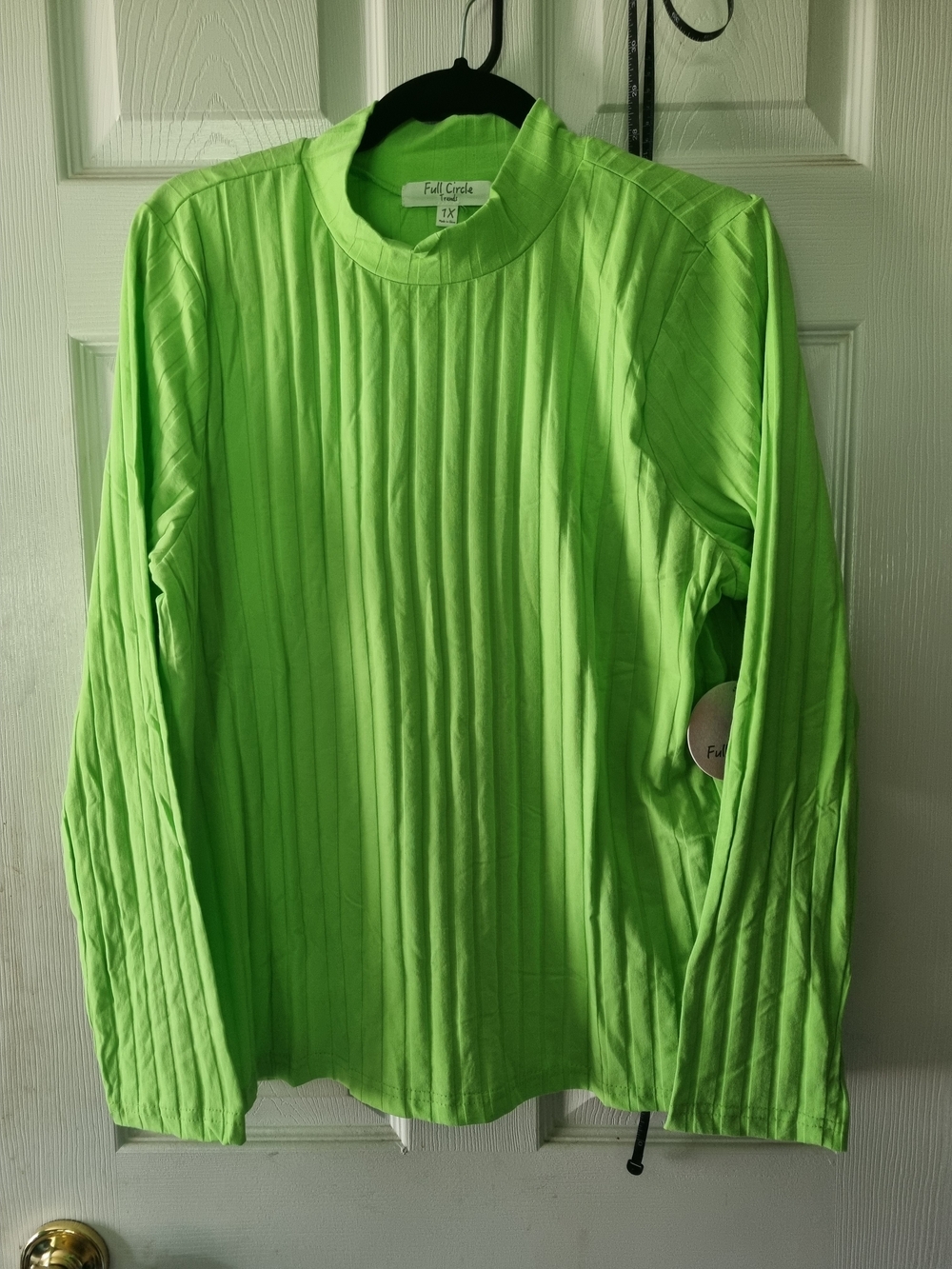 Full Circle Neon Green Ribbed Long Sleeve Top
